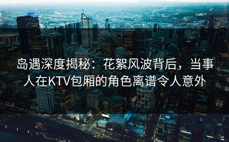 岛遇深度揭秘：花絮风波背后，当事人在KTV包厢的角色离谱令人意外