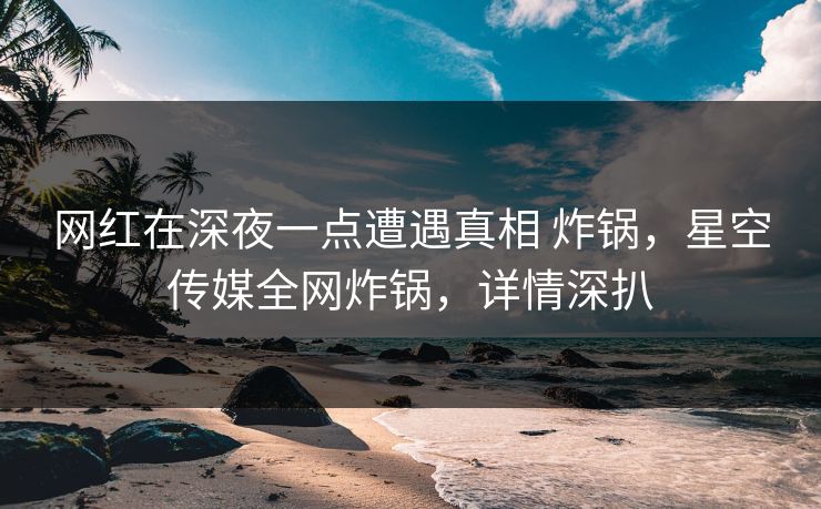 网红在深夜一点遭遇真相 炸锅，星空传媒全网炸锅，详情深扒