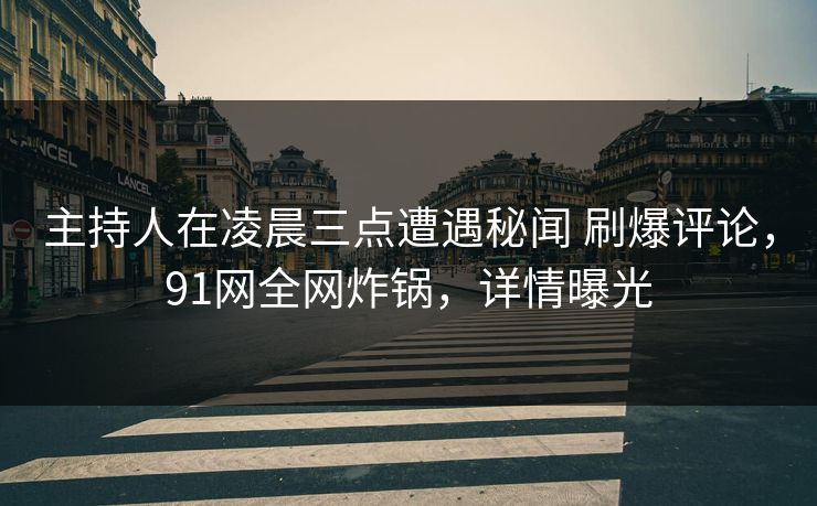主持人在凌晨三点遭遇秘闻 刷爆评论，91网全网炸锅，详情曝光