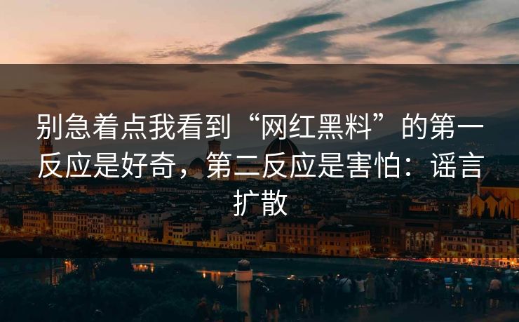 别急着点我看到“网红黑料”的第一反应是好奇，第二反应是害怕：谣言扩散