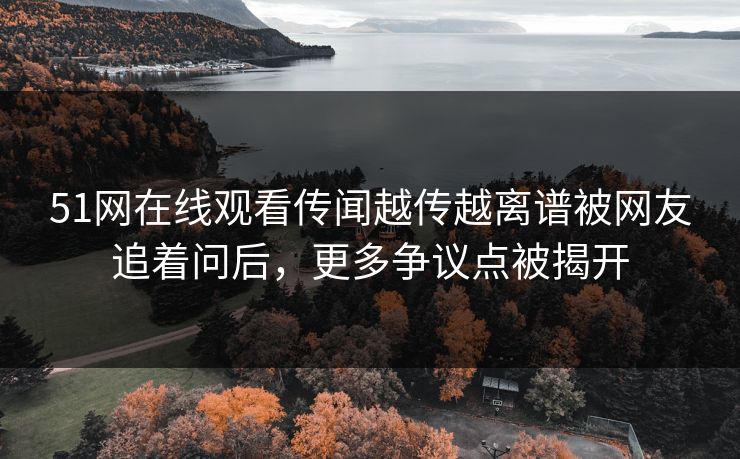 51网在线观看传闻越传越离谱被网友追着问后，更多争议点被揭开