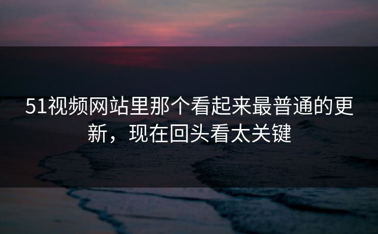 51视频网站里那个看起来最普通的更新，现在回头看太关键